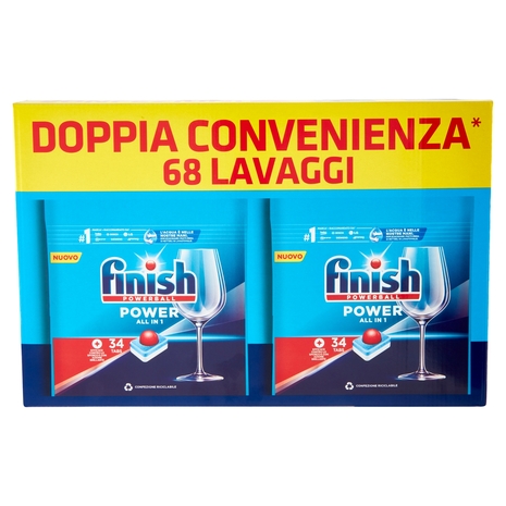Finish Power All in One regular pastiglie lavastoviglie 34x2 lavaggi 1088 g